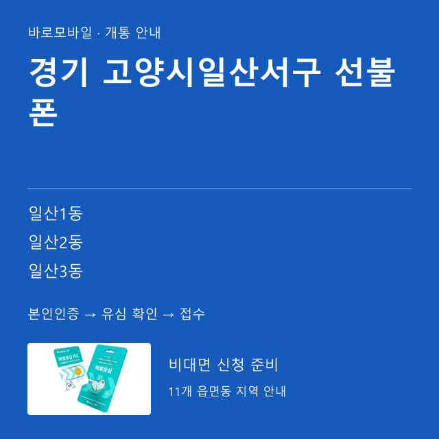 고양시일산서구 선불폰 개통 안내