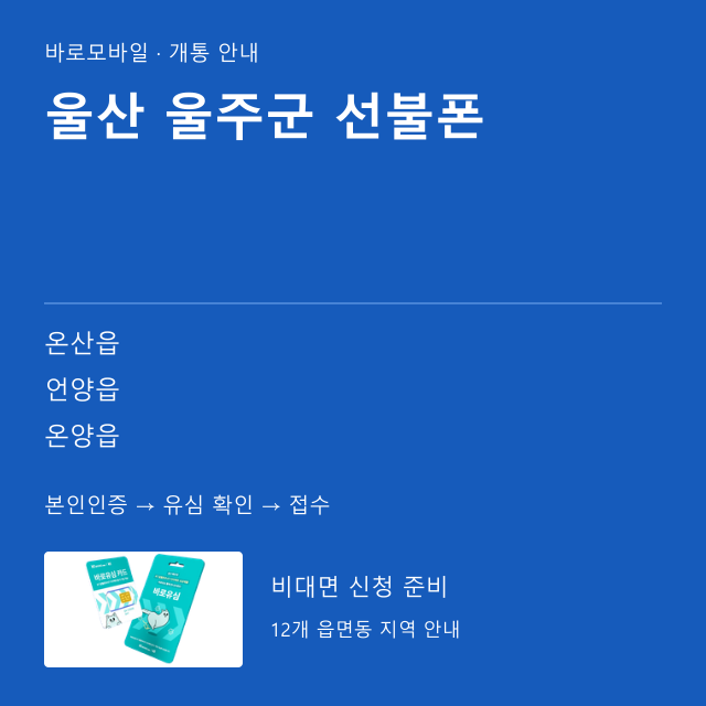 울주군 선불폰 개통 안내